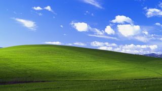 The default Windows XP wallpaper.